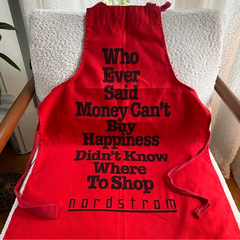 NORDSTROM MONEY BUY HAPPINESS Bib Apron Made in the USA RED by Now Designs